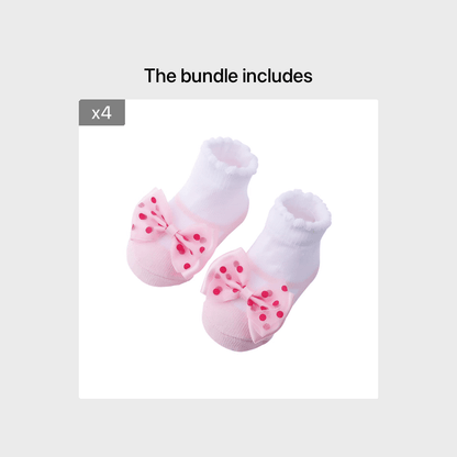 Baby Girl Cute Fashion Bowknot Flower Socks Fit 0-24 Months
