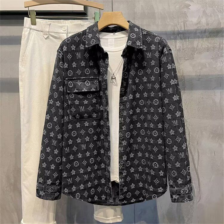 LV louis vuitton 2025 Spring and Autumn New Washed Denim Jacket Shirt Loose Casual Jacket Simple Men's and Women's Same Trendy Brand