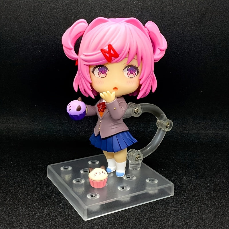 A Charming Anime Girl Statue with Interchangeable Faces - a PVC Collectible, Perfect for Decorating And Desks, an Ideal Gift for Anime Enthusiasts