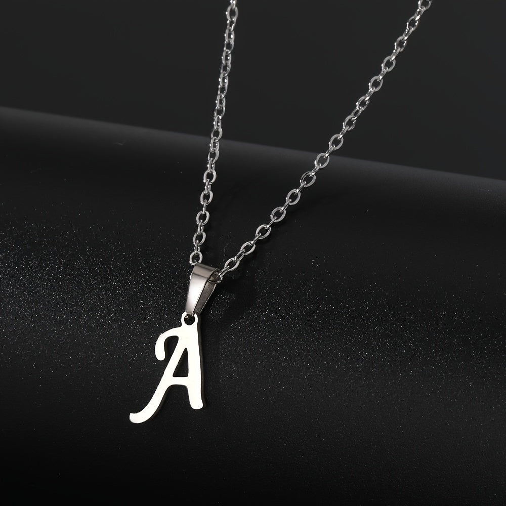 Stainless Steel Minimalist 26 Letter Pendant Necklace Unisex Gift