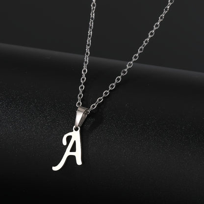 Stainless Steel Minimalist 26 Letter Pendant Necklace Unisex Gift