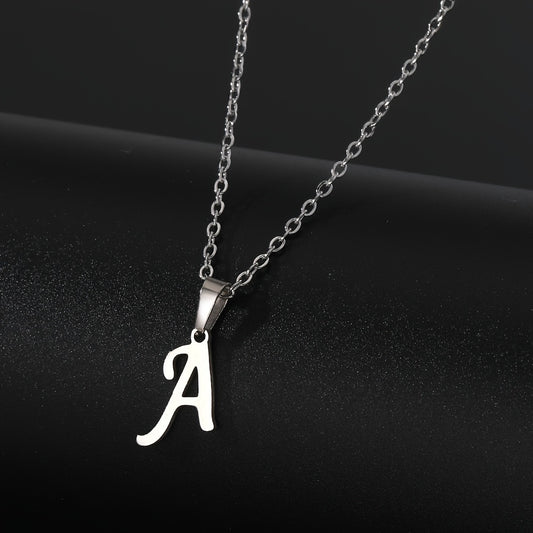 Stainless Steel Minimalist 26 Letter Pendant Necklace Unisex Gift