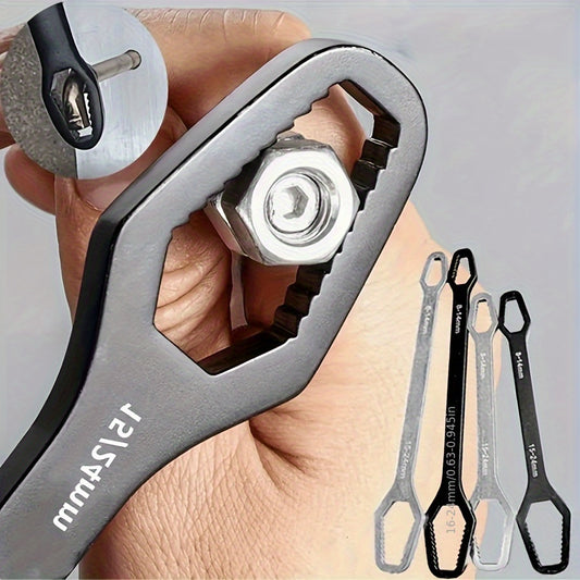 [Versatile | Black] Versatile Black 1pc Torx Wrench | Double-Headed Self-Tightening Adjustable | 5mm Thickness, Jaw Size 3-17mm, Portable Manual Tool for Automotive and Household Use