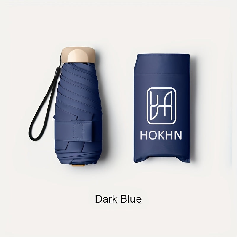 Compact 6-Rib Folding Umbrella - Features a Lightweight And Durable Handle And Frame, Manual Open/Close, Stylish And Portable, Suitable for Sun And Rain, Available in Pink, Blue, White, And Gray, a Lovely Umbrella