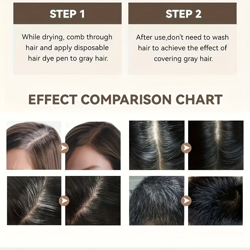 A Temporary Hair Dye Pen in Lipstick Style for Long-Lasting Coverage of Gray Hair, Black Temporary Touch-Up Dye.