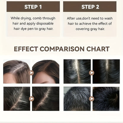 A Temporary Hair Dye Pen in Lipstick Style for Long-Lasting Coverage of Gray Hair, Black Temporary Touch-Up Dye.