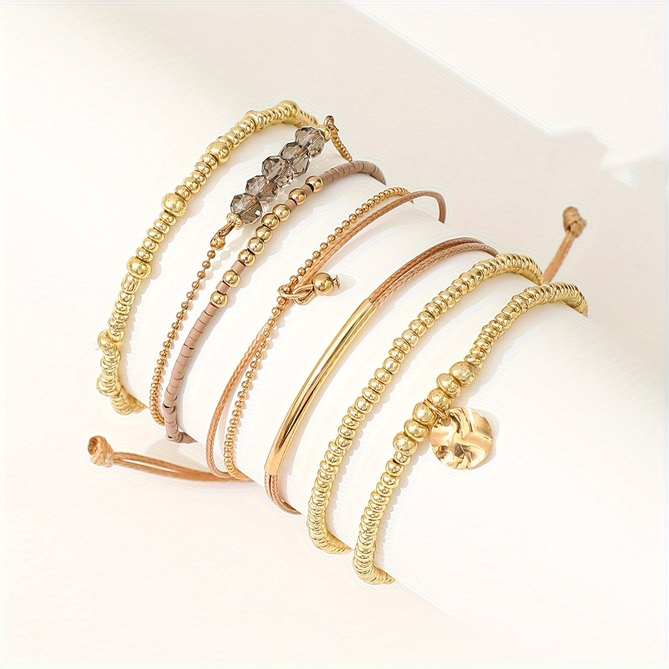 7pcs Set of CCB Plastic Beads with Long Rods for Stringing, a Easy And Stylish Handmade Bracelet Set for Stacking, Perfect for Gifts And Everyday Wear