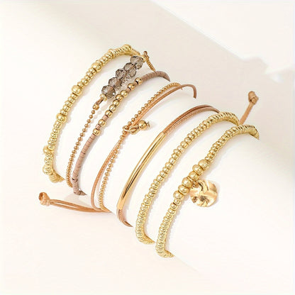7pcs Set of CCB Plastic Beads with Long Rods for Stringing, a Easy And Stylish Handmade Bracelet Set for Stacking, Perfect for Gifts And Everyday Wear