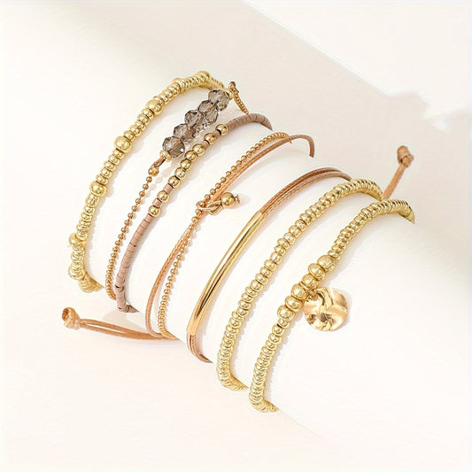 7pcs Set of CCB Plastic Beads with Long Rods for Stringing, a Easy And Stylish Handmade Bracelet Set for Stacking, Perfect for Gifts And Everyday Wear