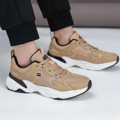 New Men's Casual Shoes, Breathable Trendy Design, Thick-Soled Sneakers with Laces, Lightweight, Versatile, Fashionable, Suitable for Outdoor, Casual, Daily Wear, Running, Sports, and Everyday Comfort