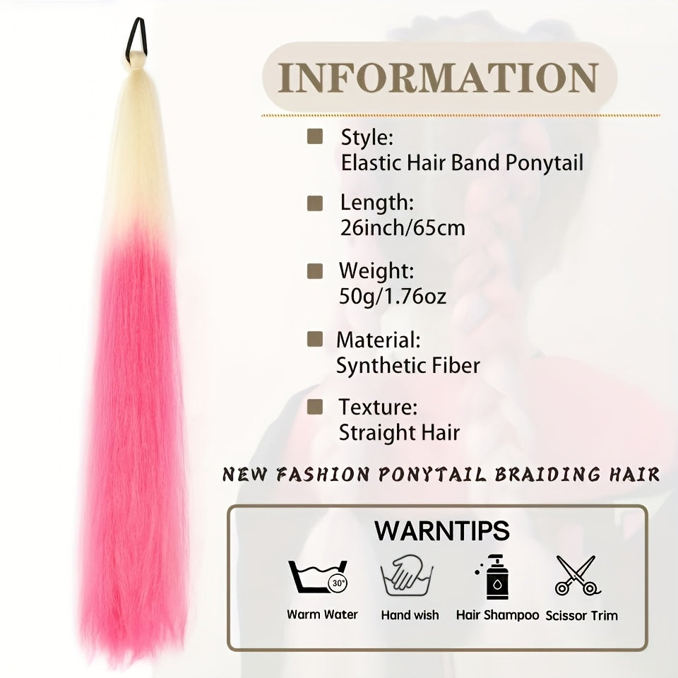 26 Inch Rainbow Synthetic Braided Hair Extensions - Luminous Twisted Hair with Vibrant Gradient Colors (Pink to Blue to Purple), Easy Clip-In for Women, Versatile Hairpiece for Parties & Casual Outfits, Party Hairpiece, Gradient Color Hair, Easy Clipin Ha