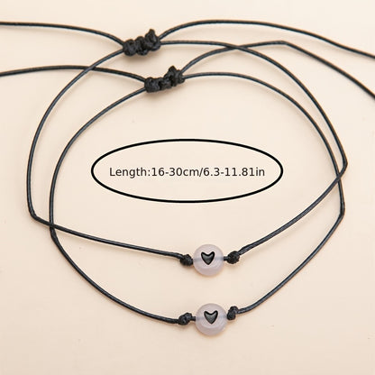 2pcs Luminous Love Handmade Braided Bracelets