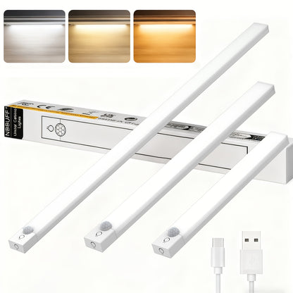 NBBUFF Motion-Activated LED Light Featuring Three Color Temperatures, Adjustable Brightness, a 360° Panoramic Human Sensor, And USB Rechargeable Capabilities. Ideal for Use in Bedrooms, Beside Beds, on Stairs, in Cabinets, And on Desks