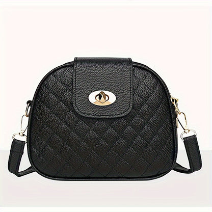 New Stylish Women's Crossbody Bag, Small Vintage Phone Pouch, Korean Style Casual Versatile Rhombus Small Round Shoulder Bag [Zipper Pull Direction Random]