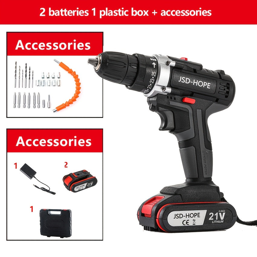 Electric Drill for Home Use, Featuring a Lithium Battery, Multifunctional Impact Drill, And Electric Screwdriver