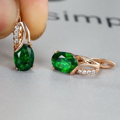 [Synthetic Zirconia Earrings] Vintage Synthetic Zirconia Earrings, Elegant Oval Cut Bridal Wedding Jewelry Gifts