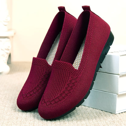 Women's Summer Mesh Casual / Breathable Flat Shoes, Comfortable Lightweight Slip-on Loafers with Fabric Upper and Rubber Sole, Women Shoes