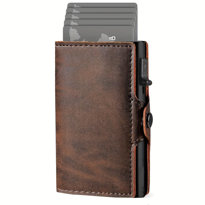 Carbon Fiber Card Clip Wallet Ultra-Thin Aluminum Pop-Up Bank Card Box Rfid-Proof Money Wallet Metal Aluminum Box Card Clip Wallet
