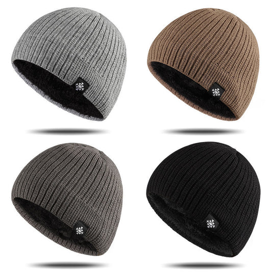 Snowflake Logo Striped Knitted Hat, Autumn/Winter Double-Layer -Lined Thickened Warm and Comfortable Brimless Hat for Outdoor Leisure, Sports, Mountaineering, Skiing, Running, Cycling, Windproof Ear Protection Hat,  Street Hip-Hop Beanie