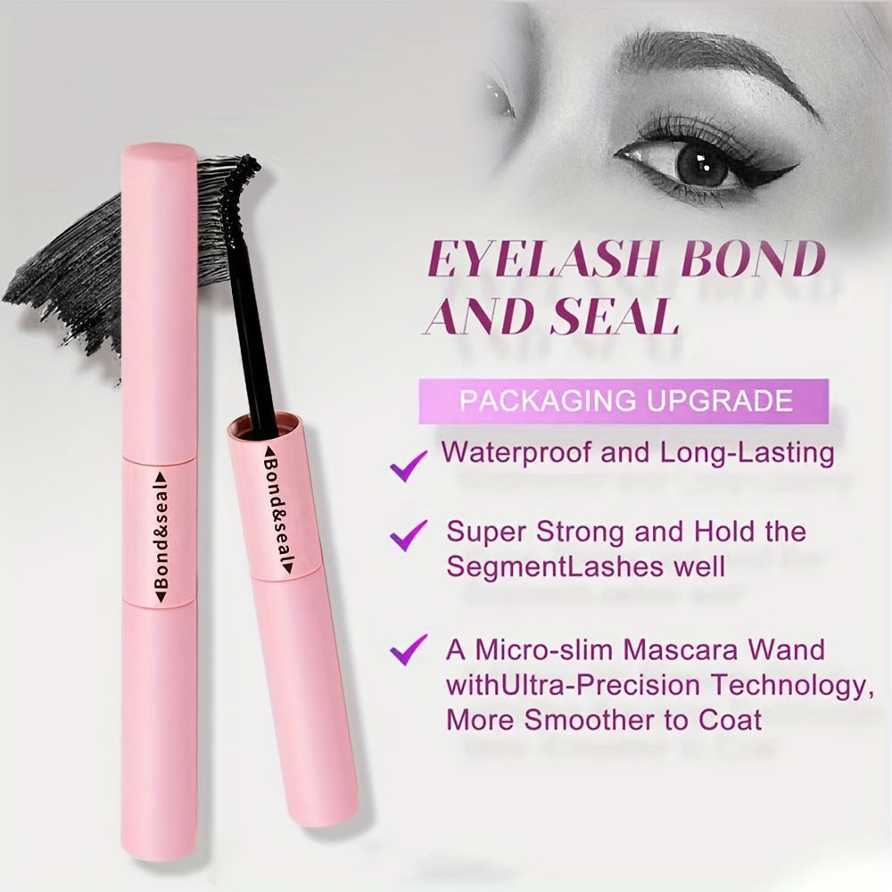 2 in 1 Lash Bond/Seal Glue for Cluster Lashes/Super Strong Hold 72 Hours/Latex-Free Waterproof/Sensitive Eyes/Home Use/False Eyelashes/Black Eyelash Extensions