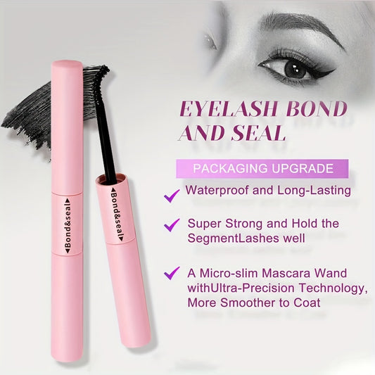 2 in 1 Lash Bond/Seal Glue for Cluster Lashes/Super Strong Hold 72 Hours/Latex-Free Waterproof/Sensitive Eyes/Home Use/False Eyelashes/Black Eyelash Extensions