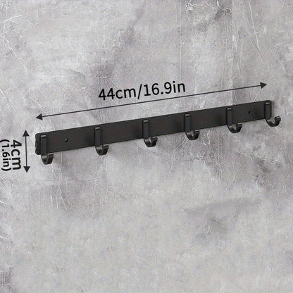 Modern Space-Saving Black Aluminium Wall Mounted Hooks - Perfect for Towels, Coats and Clothes in Your Bathroom!