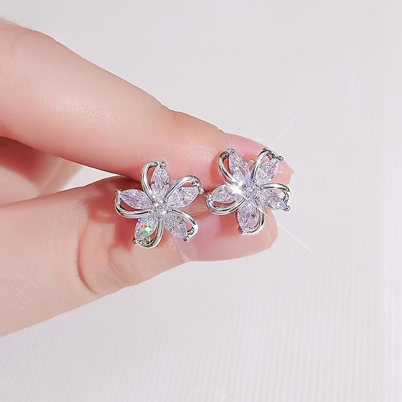 Cubic Flower Stud Earrings, Sister Gift, Women's Gift, Jewelry Pendant