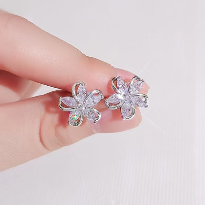 Cubic Flower Stud Earrings, Sister Gift, Women's Gift, Jewelry Pendant