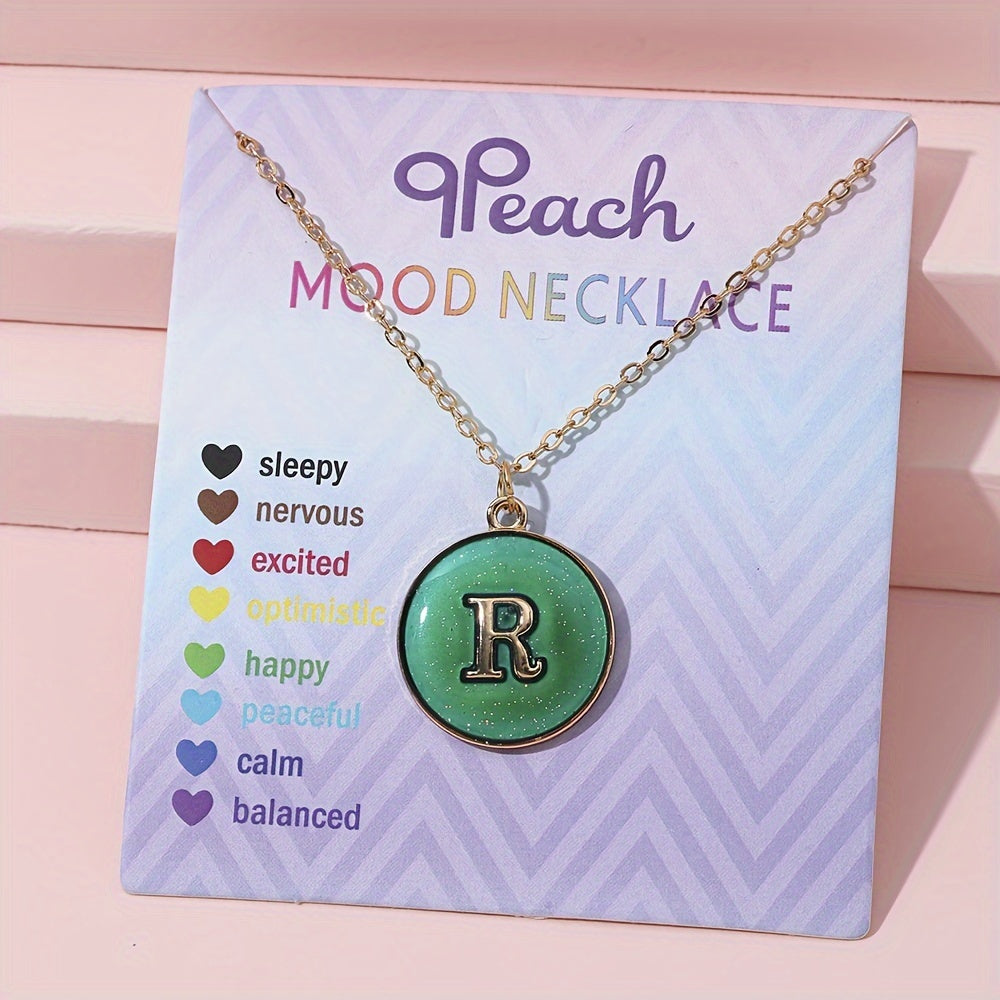 1pc of Temperature-Sensitive Color-Changing Letter Pendant Novelty Oil Drop Necklace (Color Changes with Temperature)