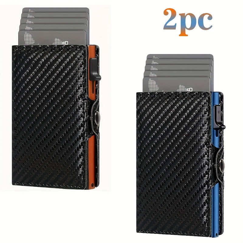 Carbon Fiber Card Clip Wallet Ultra-Thin Aluminum Pop-Up Bank Card Box Rfid-Proof Money Wallet Metal Aluminum Box Card Clip Wallet
