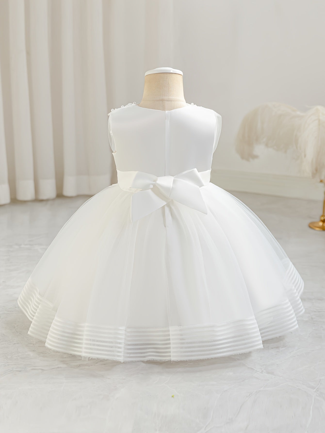 New Girls' Puffy Princess Dress, Baby's First Birthday Three-Dimensional Flower Beaded and Rhinestone Embellished Gown, Host/Hostess Piano Performance Outfit, Wedding Season, Back-to-School Season Dress, Halloween and Christmas Dress