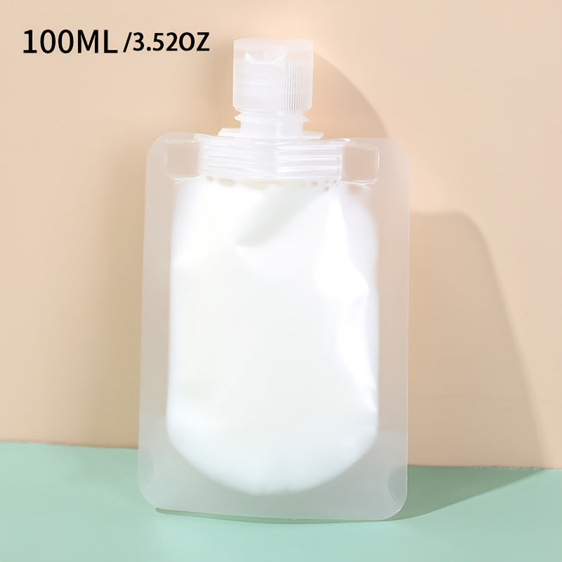 Set of 5 Travel Refillable Flat Pouches 30Ml, 50Ml, And 100Ml Sizes for Shampoo, Liquid Lotion, And Cosmetic Dispensers