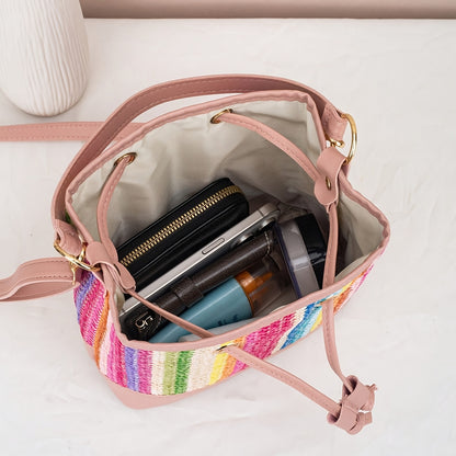 Woven Bucket Bag for Women, Perfect for Summer with a Hollow Design, Suitable for Casual Outings And Beach Trips