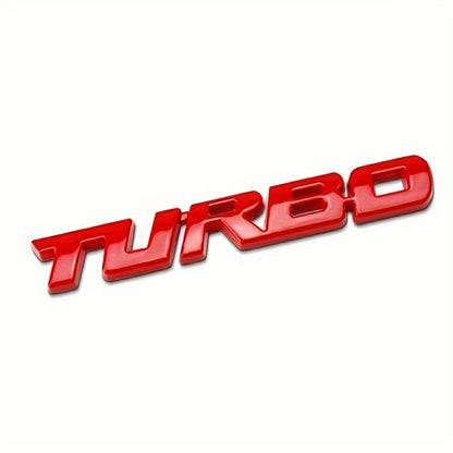 Turbo Metal Car Emblem Sticker Available in Silver, Black, And Red for Tailgates