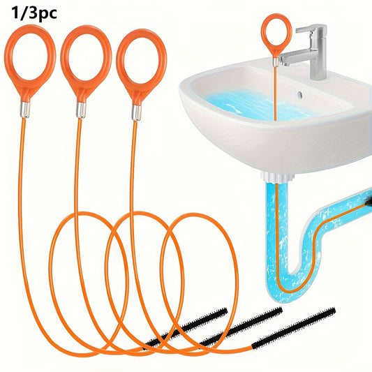 [Extra-Long Drain Hook] 1pc / 3pcs Extra-Long Stainless Steel Drain Hook with Nylon Coating — Suitable for Bathroom Sinks, Bathtubs, and Showers