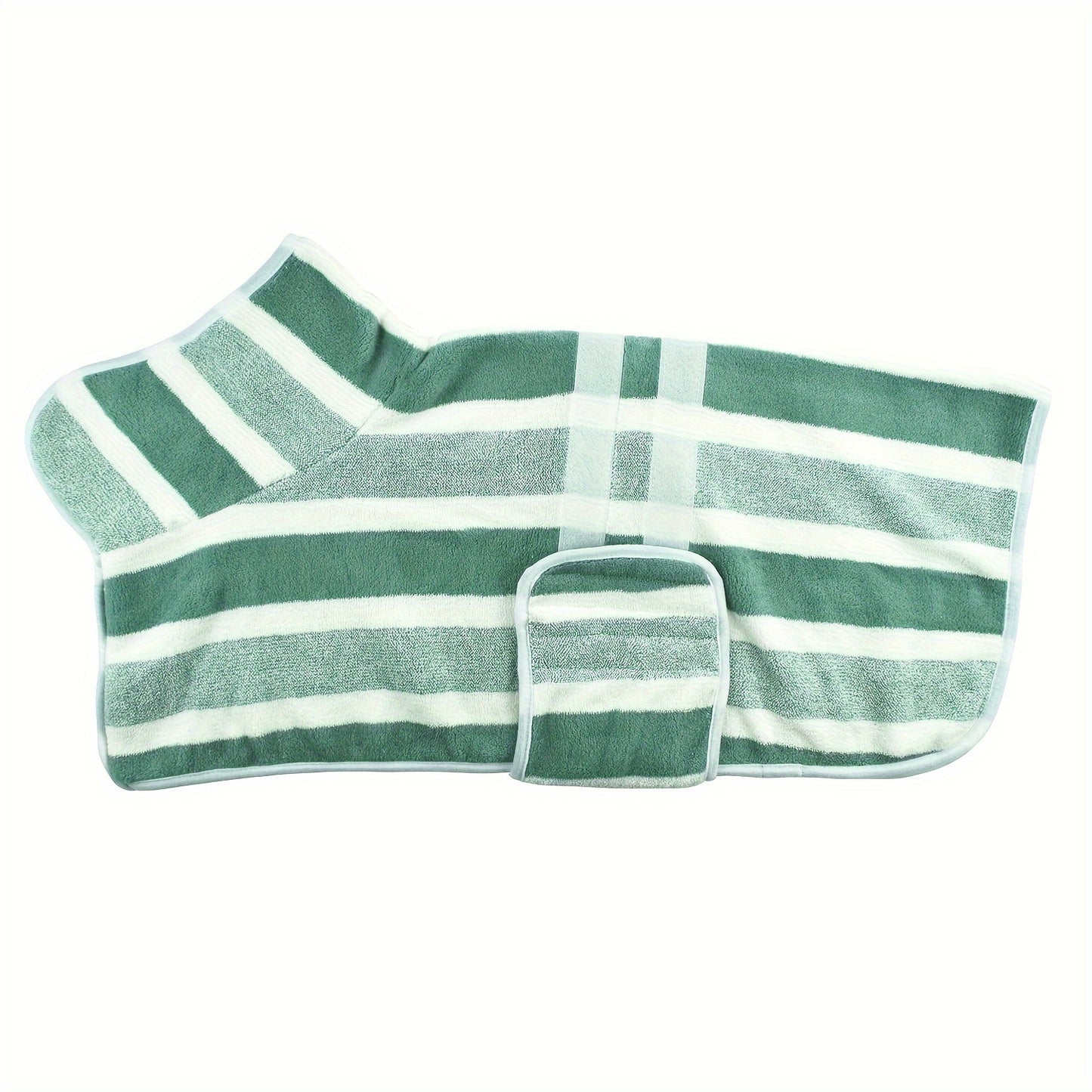 Quick-Drying Dog Bathrobe, Striped Towel Bathrobe, Super Absorbent Pet Robe with Adjustable Belly Strap Made of Ultra-Soft Fabric