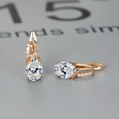 [Synthetic Zirconia Earrings] Vintage Synthetic Zirconia Earrings, Elegant Oval Cut Bridal Wedding Jewelry Gifts