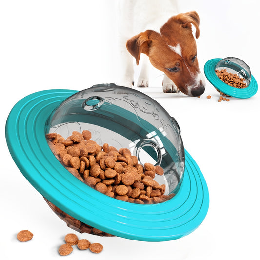 Dog IQ Treat Ball Puzzle Toy, Interactive Food Dispensing Pet Slow Feeder Ball, UFO Design Dog Enrichment Toys