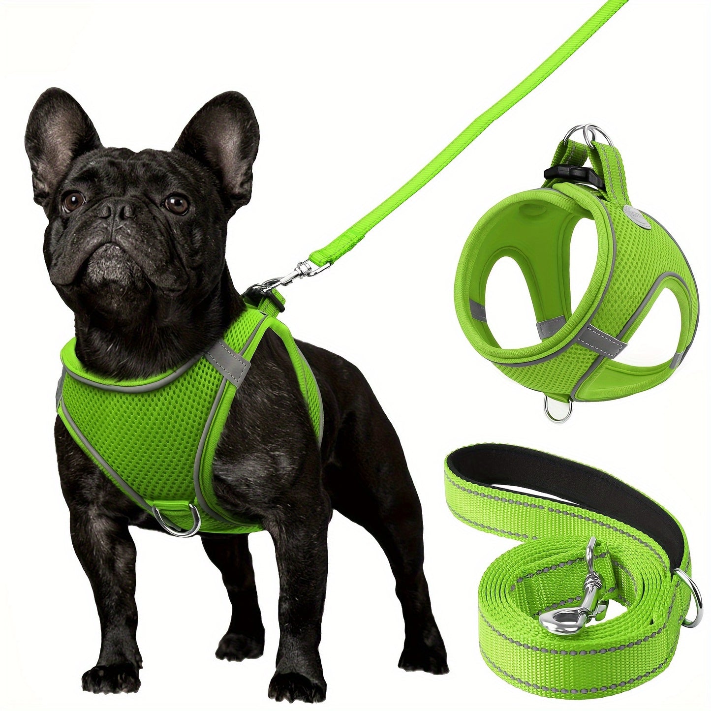 [Soft Padded Dog Harness] Reflective Soft Padded Joytale Step in Dog Harness and Leash Set | Breathable Mesh Vest for Small and Medium Dogs