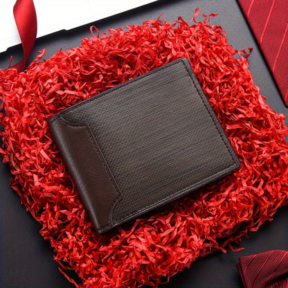 Men's Casual PU Leather Wallet With Card Slots, Zipper Coin Purse, Money Clip Christmas Gift