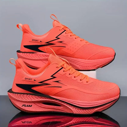 Men'S Ultra-Light Professional Marathon Running Shoes with Carbon Plate Shock Absorption | Breathable Low-Top Design, Fluorescent Upper, TPR Sole for All-Season Training, Gym, Track, and Everyday Use