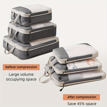 3 Set Travel Compression Packing Cubes - Luggage Organizers for Carry on Suitcases - Travel Essentials