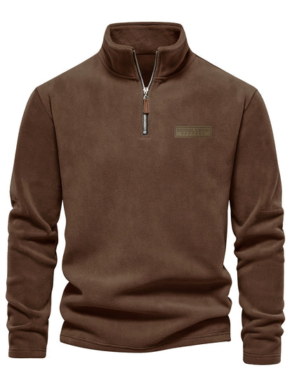 Autumn/Winter New Men's Sweatshirt with Stand Collar, Half-Zip Long Sleeve, Versatile Top, Trendy Brand, Double-Sided