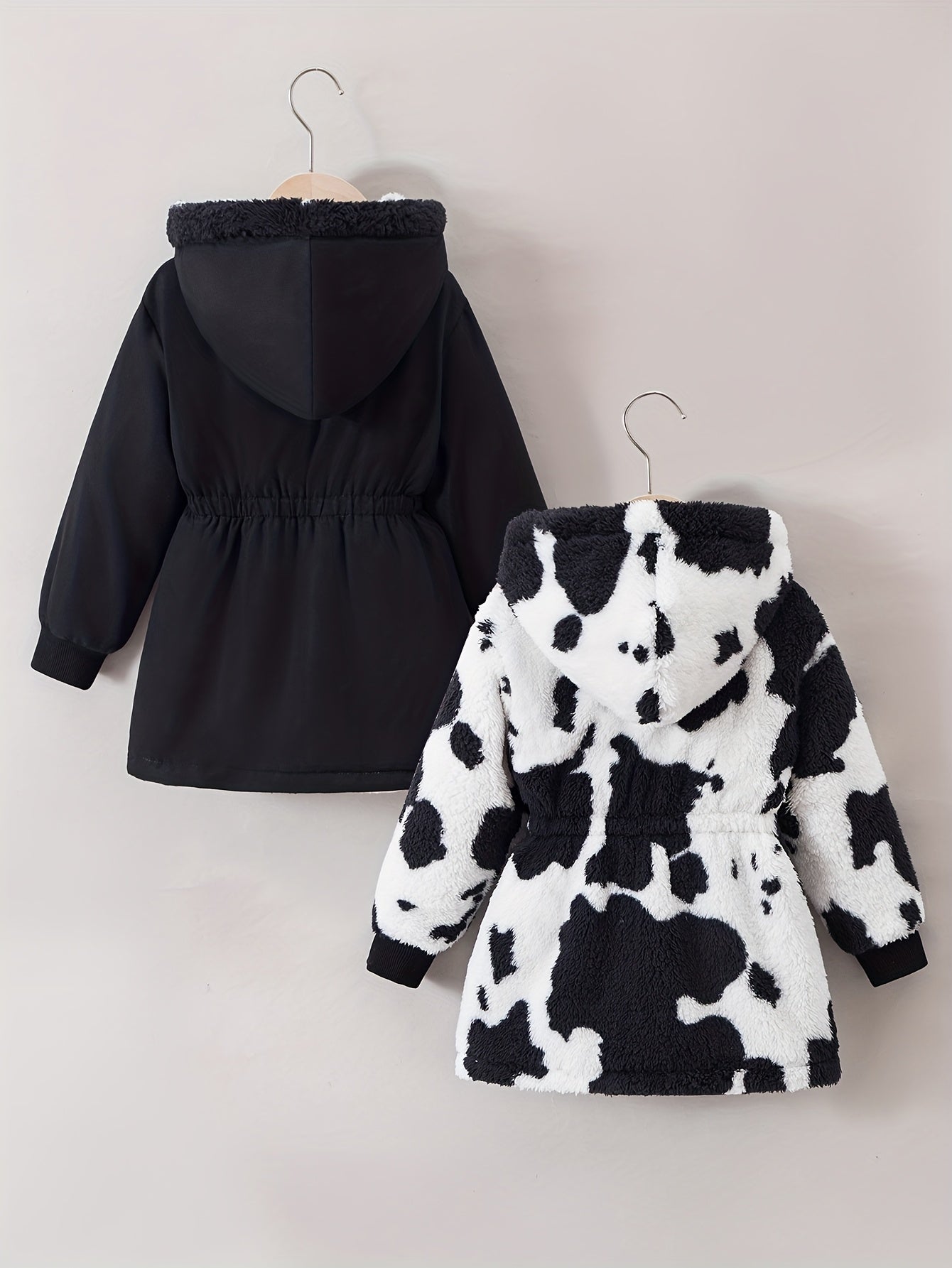 [Reversible | Faux Fur] Reversible Faux Fur Jacket | Girls' Autumn Winter Cozy Comfortable Warm Thick Hood Long Sleeves Zip-Up Stylish Outerwear