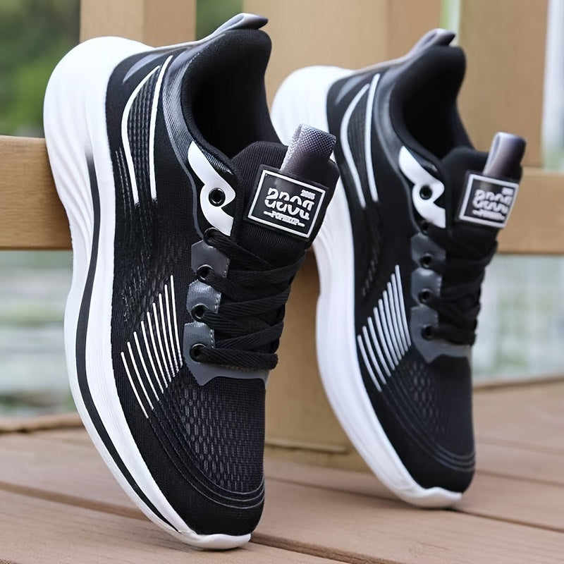 Men's Breathable Mesh Running Shoes - Lightweight Low-Top Design with EVA Cushioned Sole, Vibrant Blue and Orange Color Scheme, White Laces, Ideal for Fitness, Training, and Casual Wear. Sneakers with Elegant Sporty Style and Fabric Upper