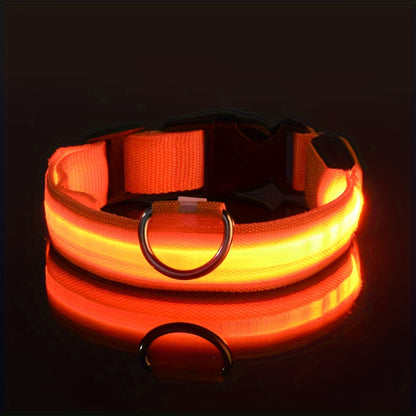 [LED Dog Collar] Battery LED nylon pet dog collar Dog light fluorescent collar pet supplies twinkle and glow at night