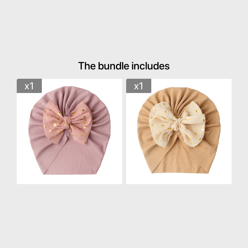 Newborn Infant Polka Dot Printed Bow Elastic Head Wrap, Turban Headwear Cap For Toddlers, Baby Girls And Boys