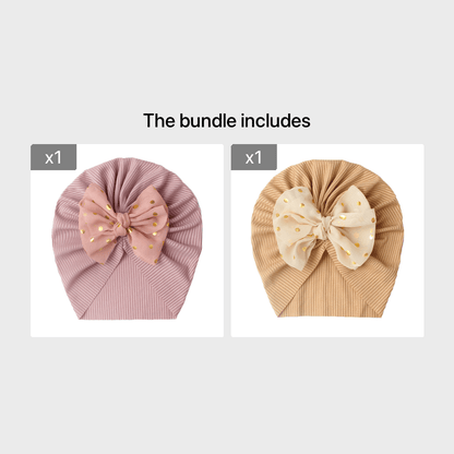 Newborn Infant Polka Dot Printed Bow Elastic Head Wrap, Turban Headwear Cap For Toddlers, Baby Girls And Boys