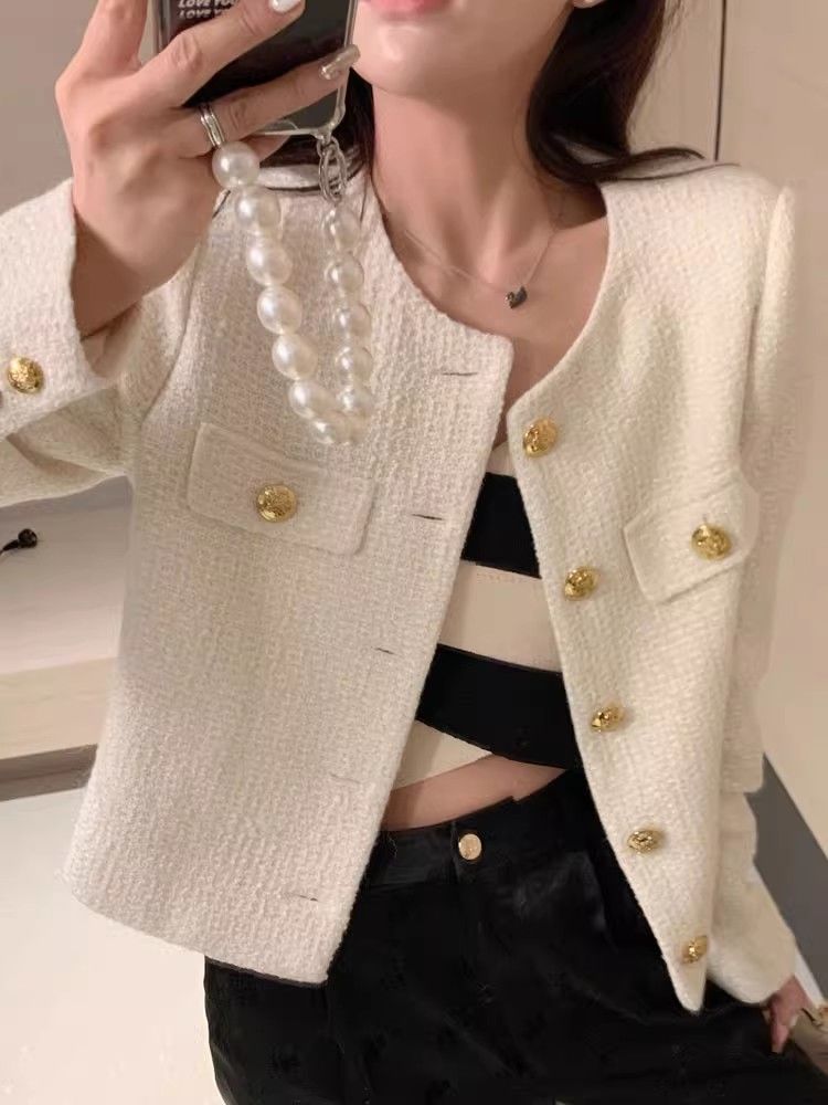 Chanel Spring and Autumn 2025 new high-end round neck small fragrant short coat women small French tweed exquisite