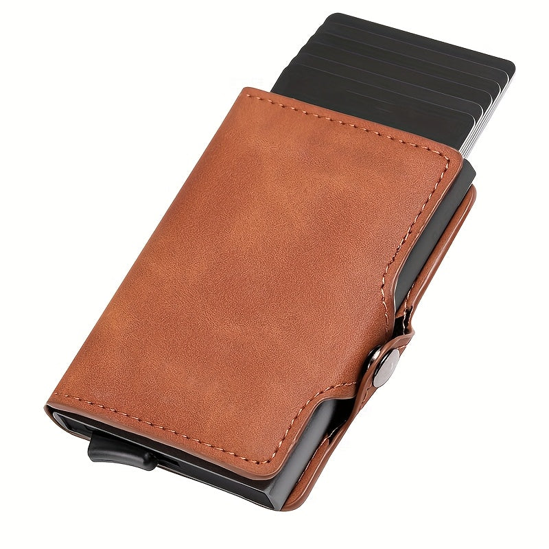 Carbon Fiber Card Clip Wallet Ultra-Thin Aluminum Pop-Up Bank Card Box Rfid-Proof Money Wallet Metal Aluminum Box Card Clip Wallet